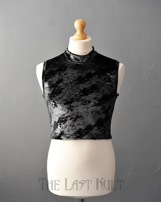 Silver Velvet Cropped Top