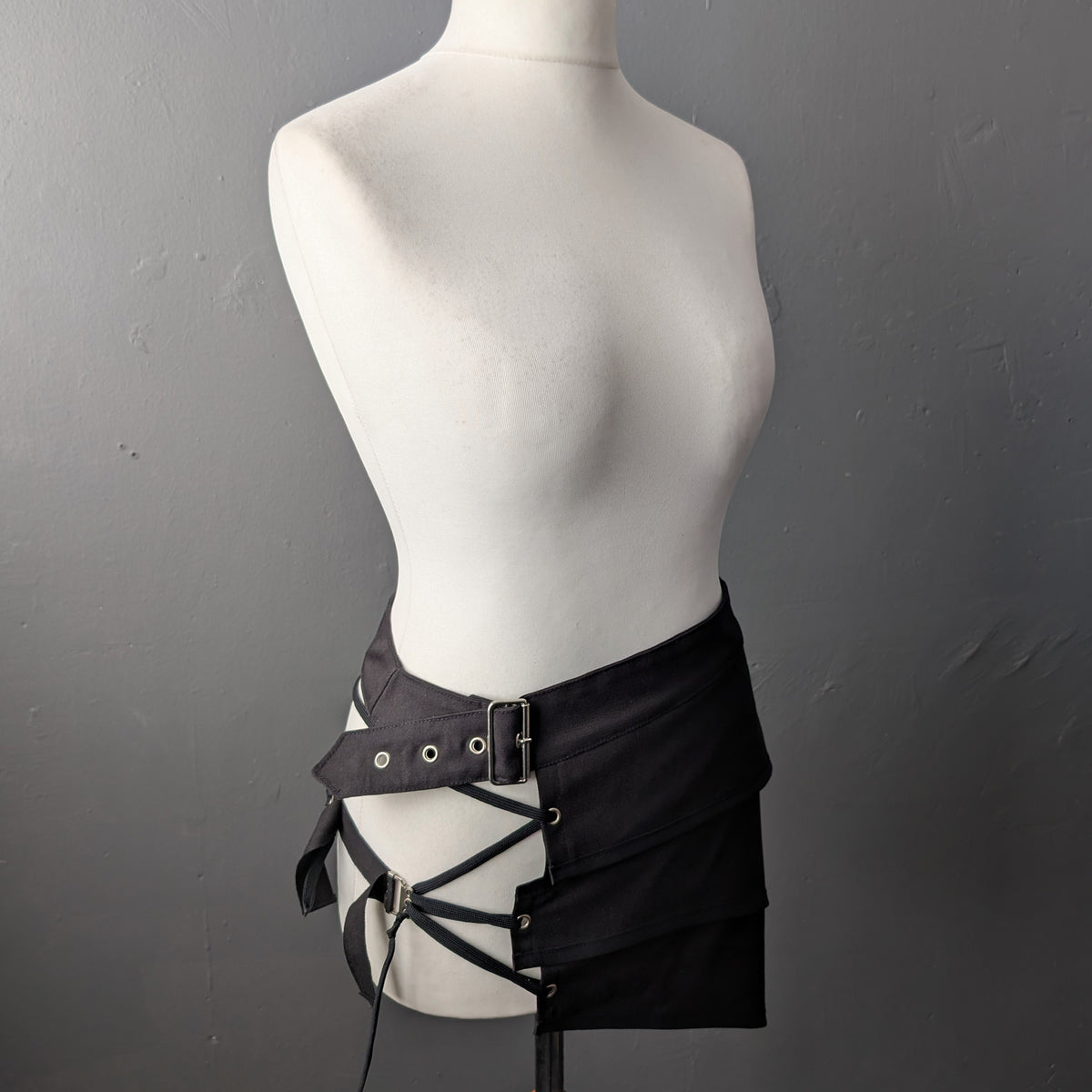 Apocalypse Half Mini Skirt in Black, Unisex