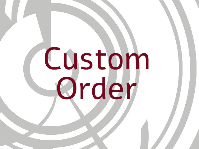 Text 'Custom Order' on a white background with concentric circles.