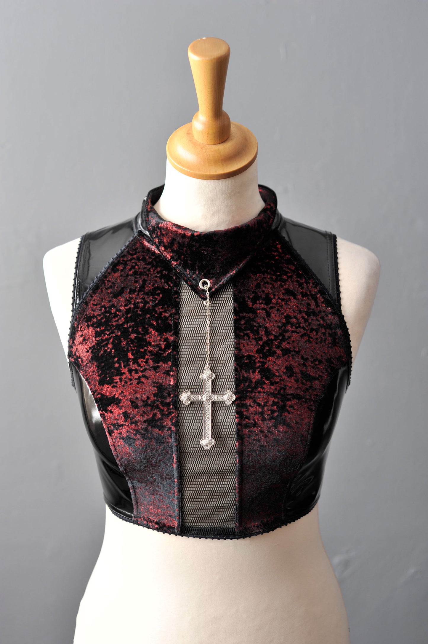 Metallic Velvet Top with Cross