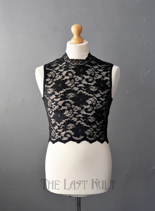Mens Black Lace Crop Top