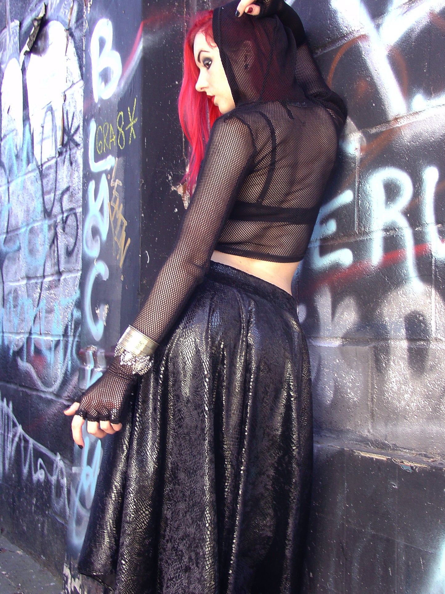 Black Velvet Asymmetric Long Gothic Skirt