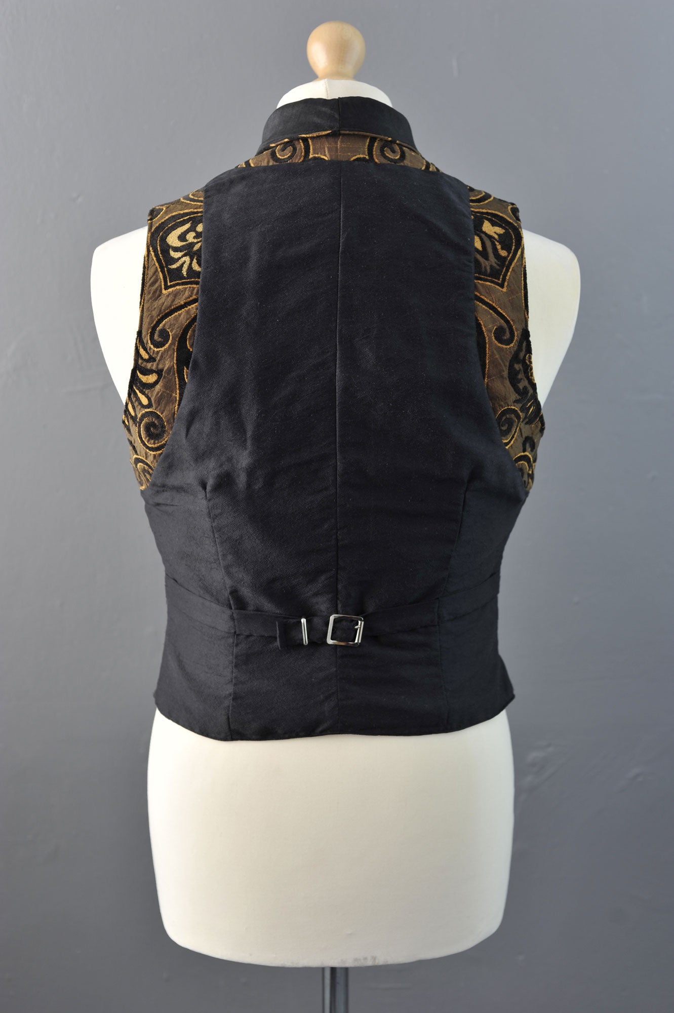 Mens Steampunk Double Breasted Waistcoat in Bronze Brocade