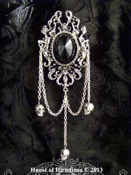 Brooch - Large Gothic Brooch Victorian Memento Mori Style