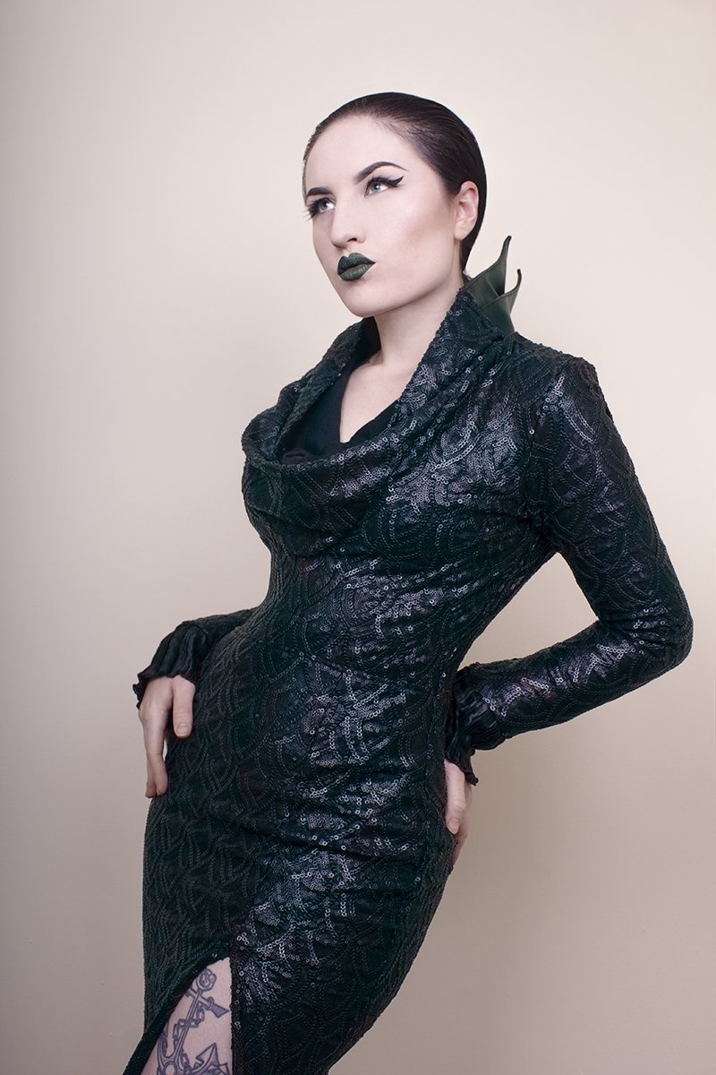 Dress - Black Dragon Scale Sequin Gothic Dress