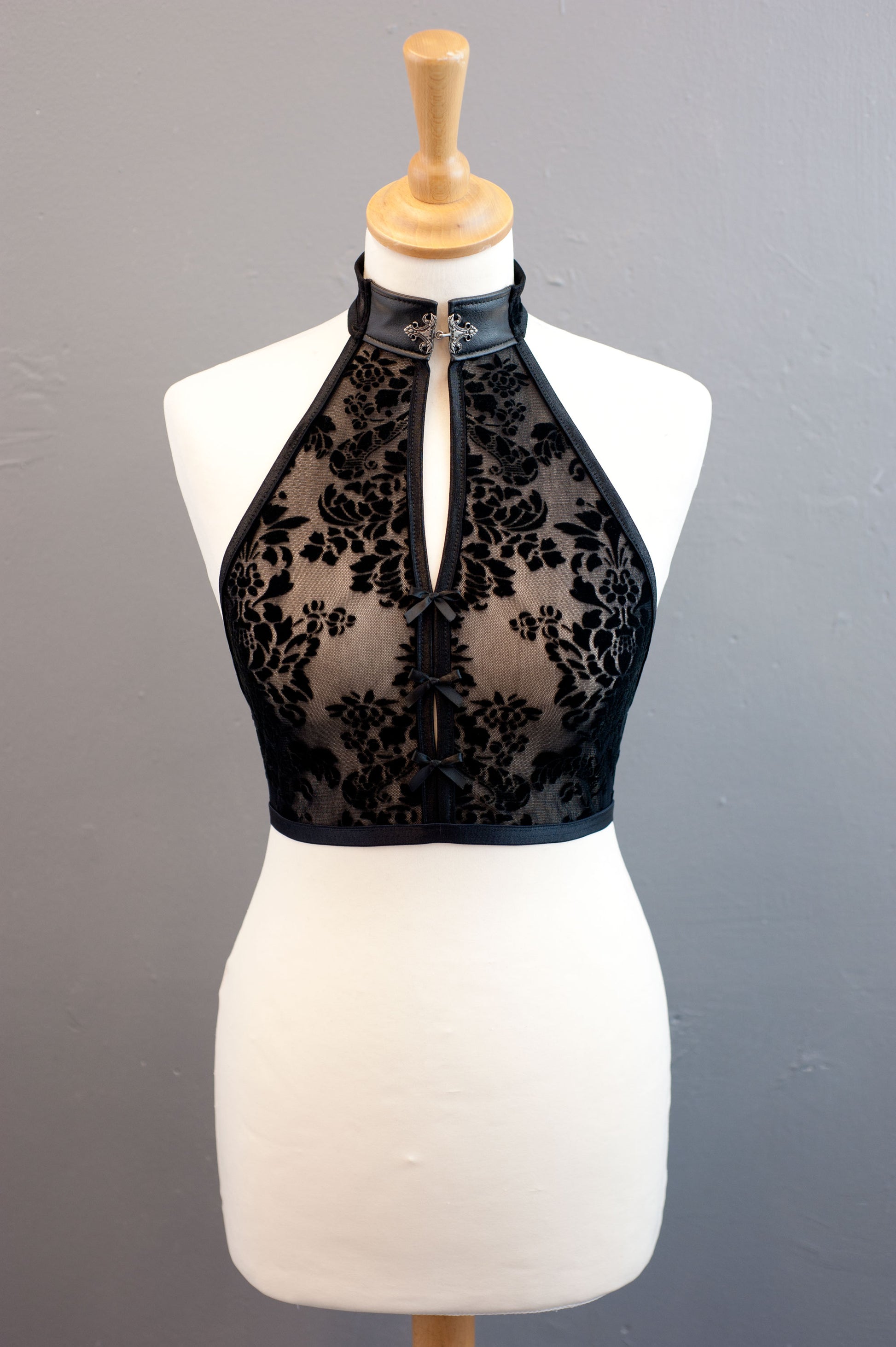 Black Velvet Mesh Top