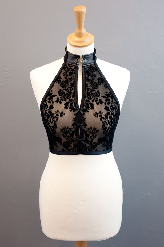 Black Velvet Mesh Top