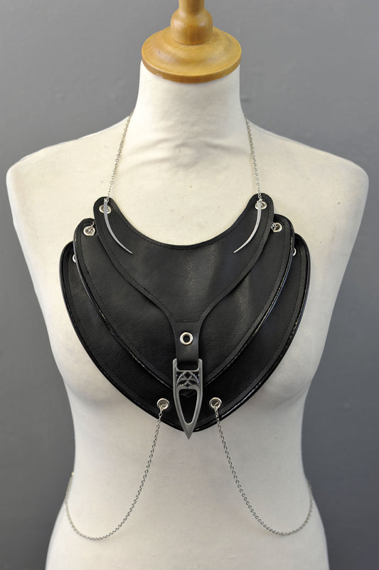 Cyber Goth Breastplate Armour Gorget Necklace, Futuristic Plastron Jewellery