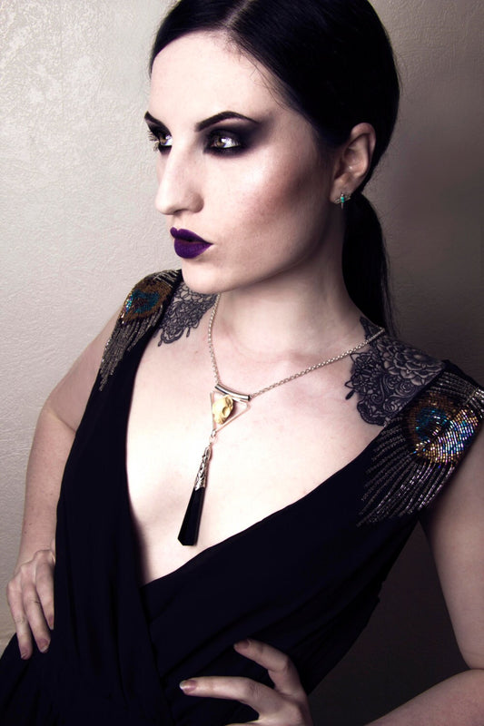 Gothic Deco Cat Skull Necklace