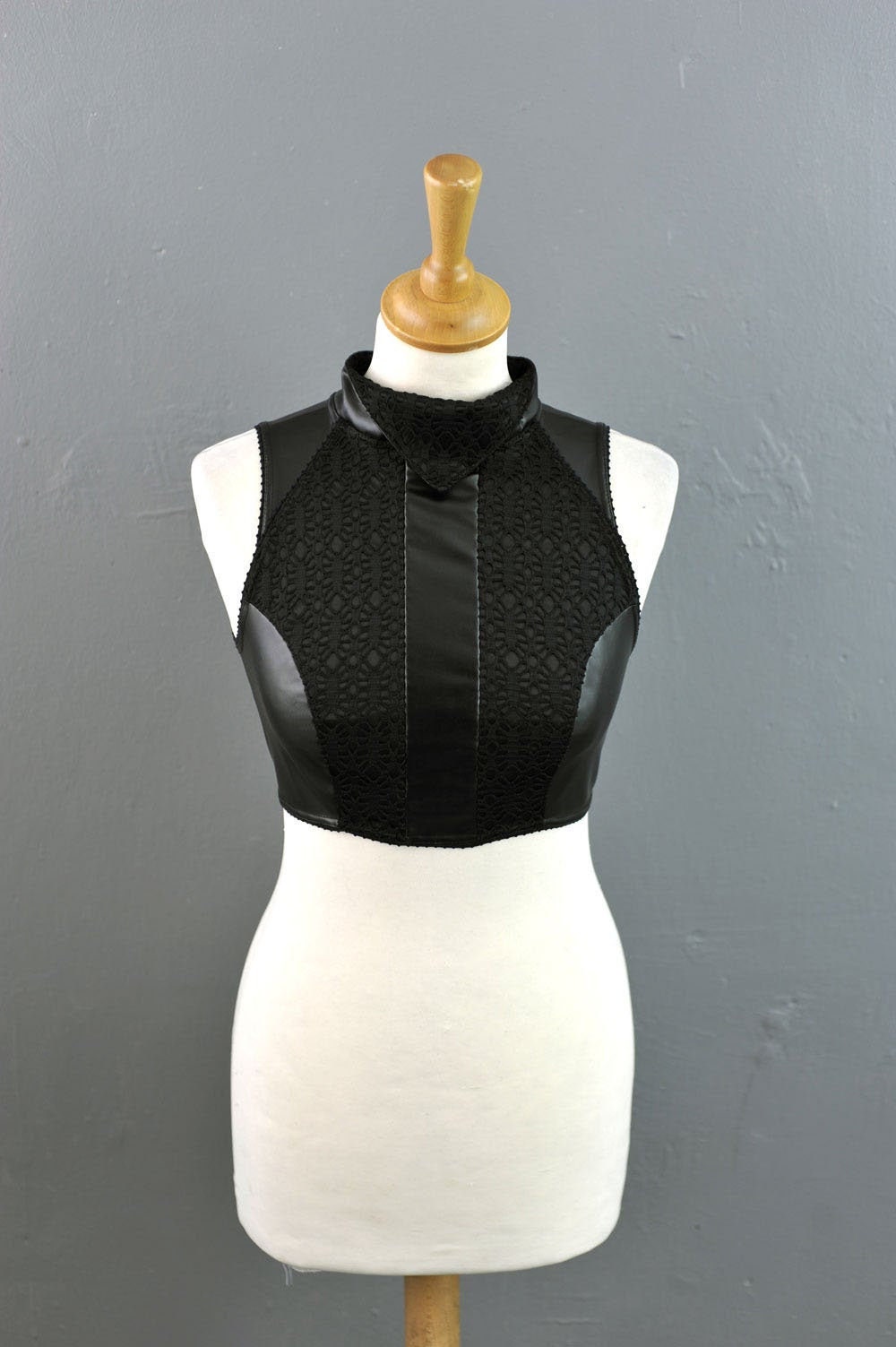 Cyberpunk PVC Crop Top, Modern Futuristic Sleeveless Vest