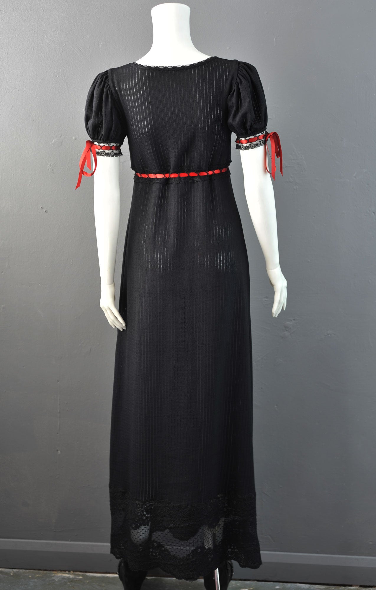 Empire Waist Lace Dress with Puff Sleeves, Gothic Regency Style Maxi, Small to Plus Size