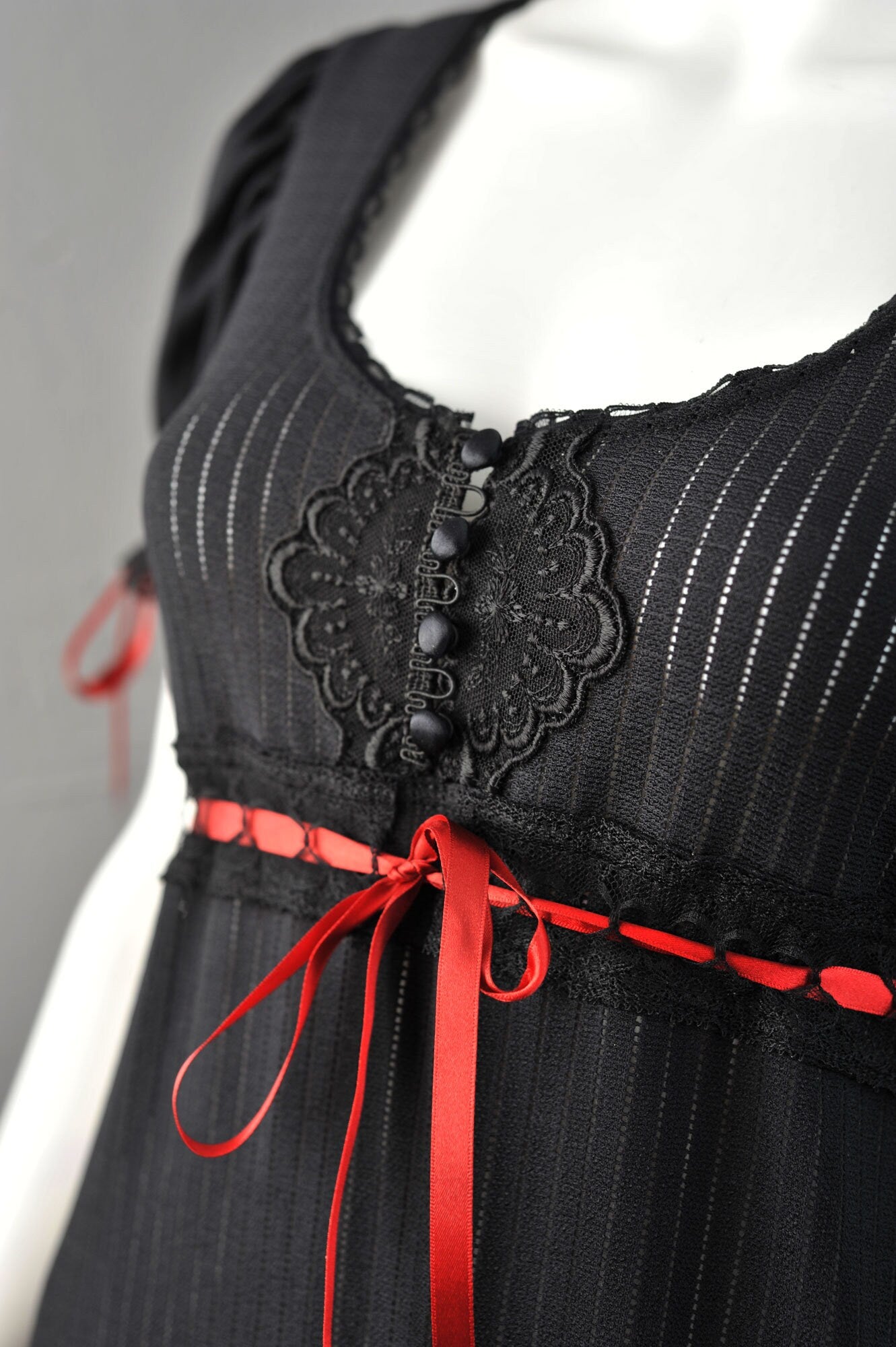 Empire Waist Lace Dress with Puff Sleeves, Gothic Regency Style Maxi, Small to Plus Size