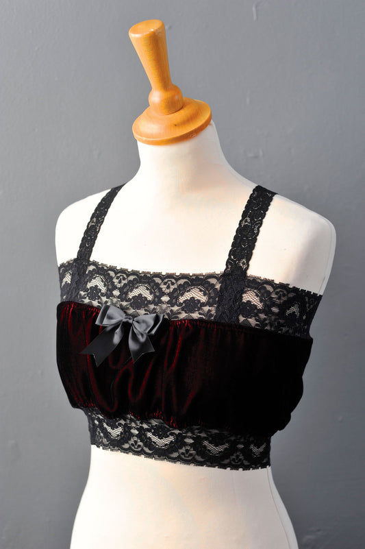 Red and Black Velvet Bandeau Top