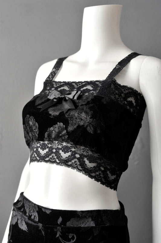 Rose Velvet Bandeau Top, Gothic Lingerie, Dark Romantic Goth