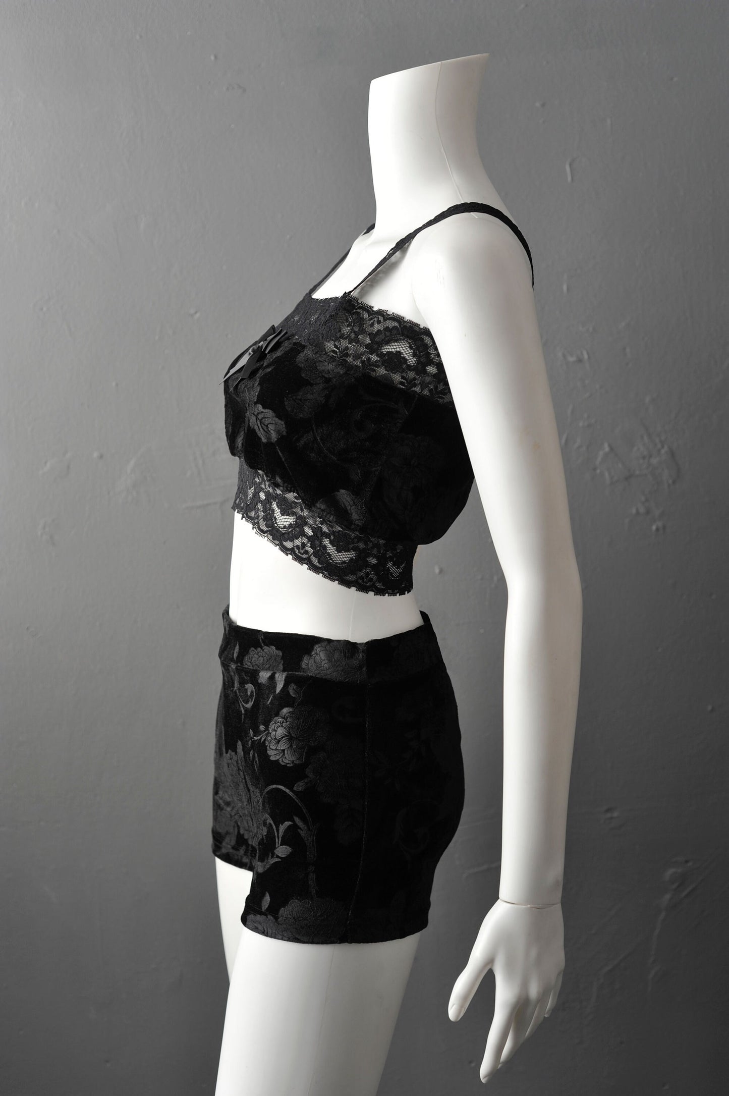 Gothic Rose Velvet Shorts, Goth Stretch Hotpants, Up to Plus Size