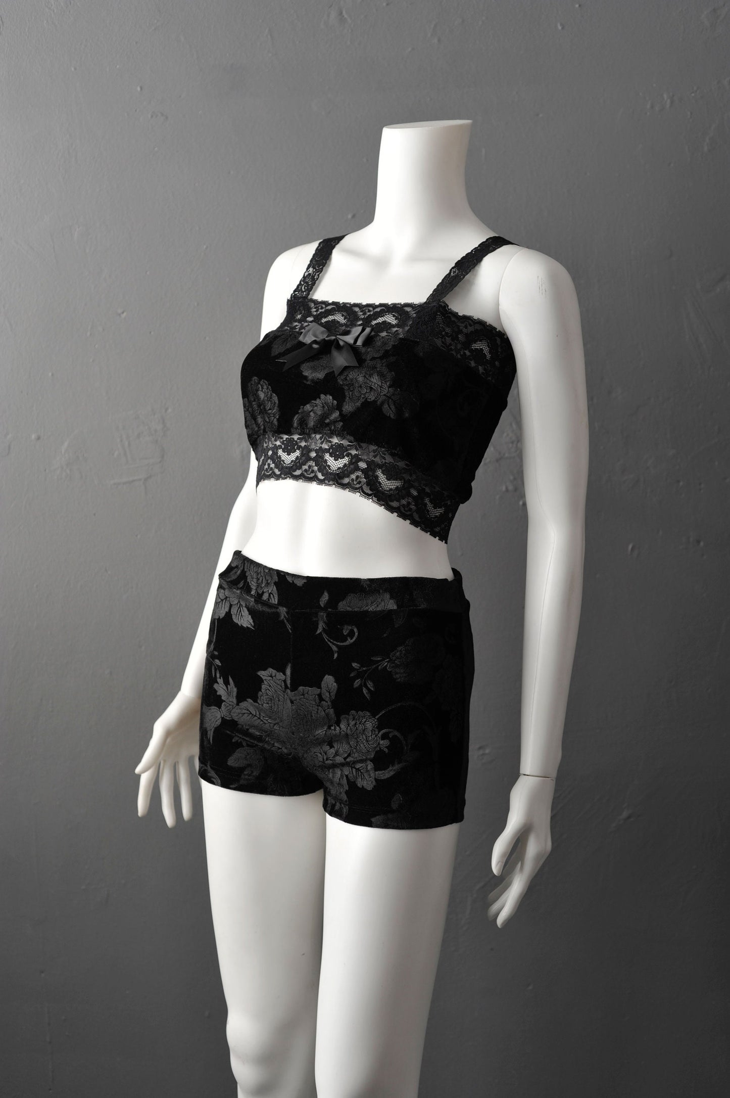 Rose Velvet Bandeau Top, Gothic Lingerie, Dark Romantic Goth