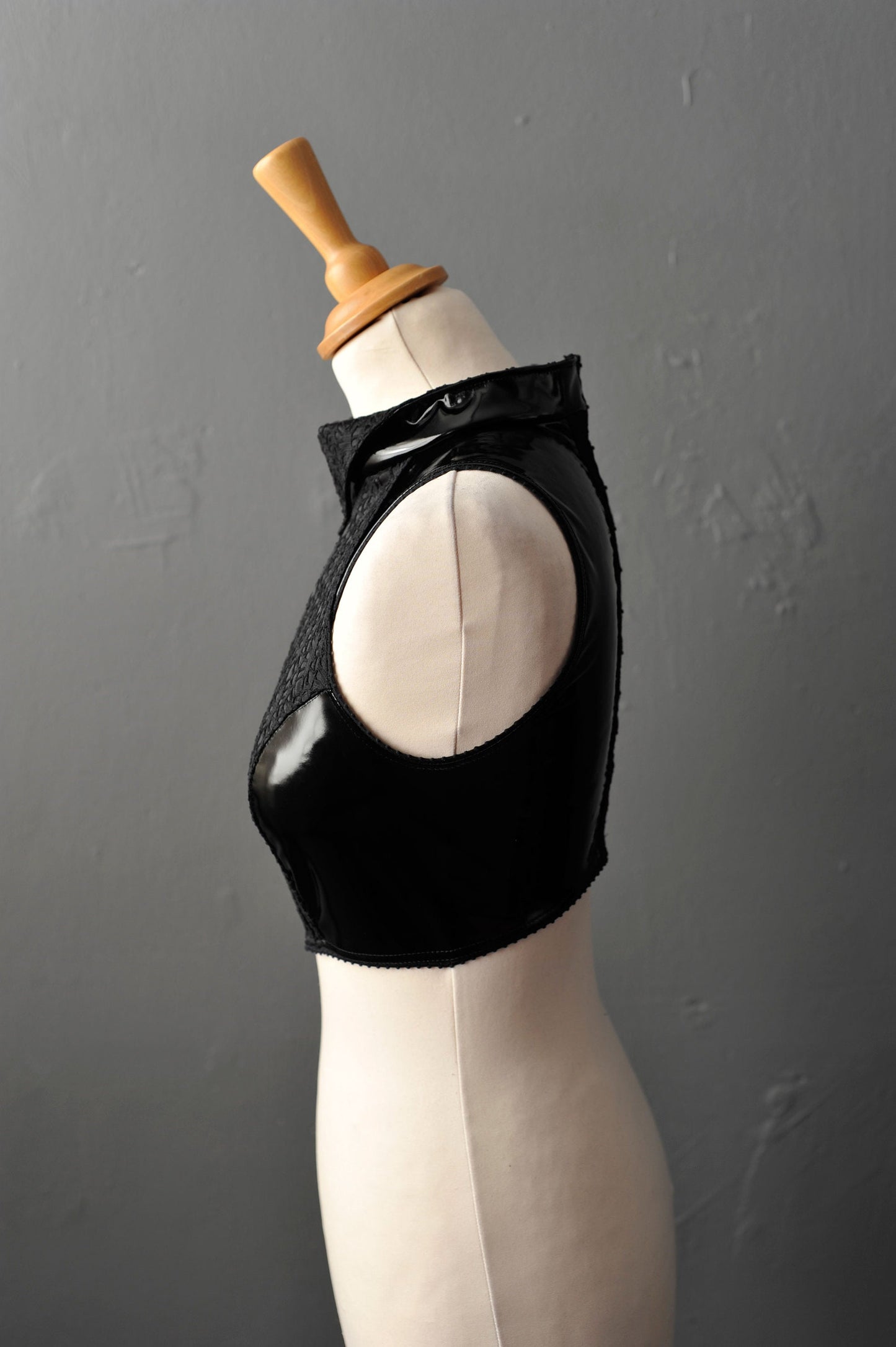 Cyberpunk PVC Crop Top, Modern Futuristic Sleeveless Vest