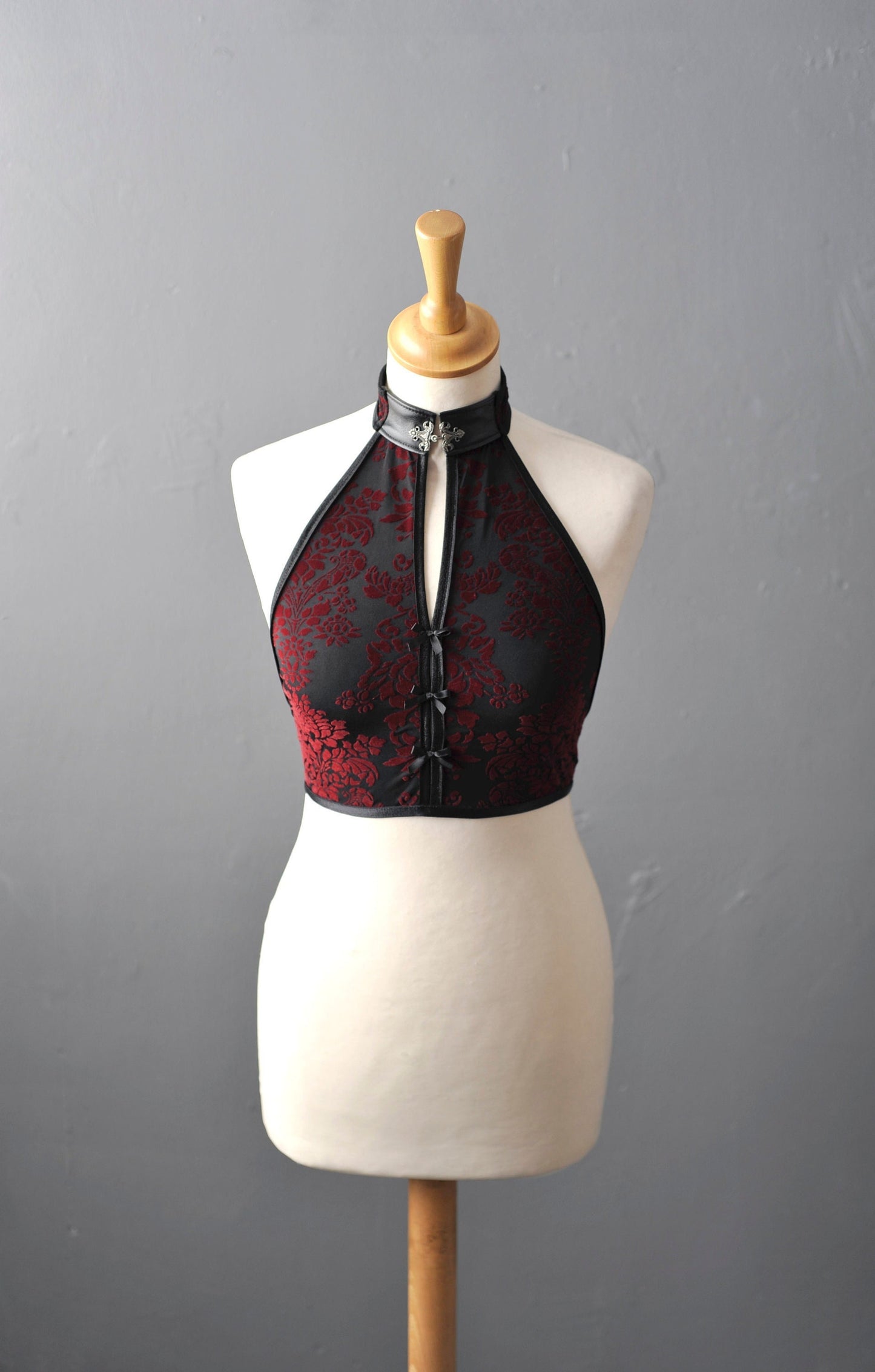 Red Velvet Halter Crop Top