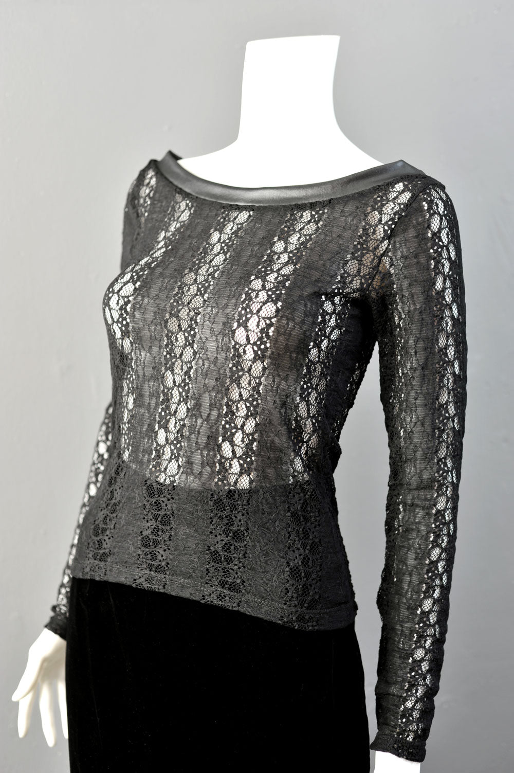 Black Stripe Lace Top