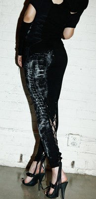 Leggings - Lip Service Autopsy Black Laced Up Leggings Spine Print