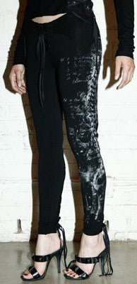 Leggings - Lip Service Autopsy Black Laced Up Leggings Spine Print