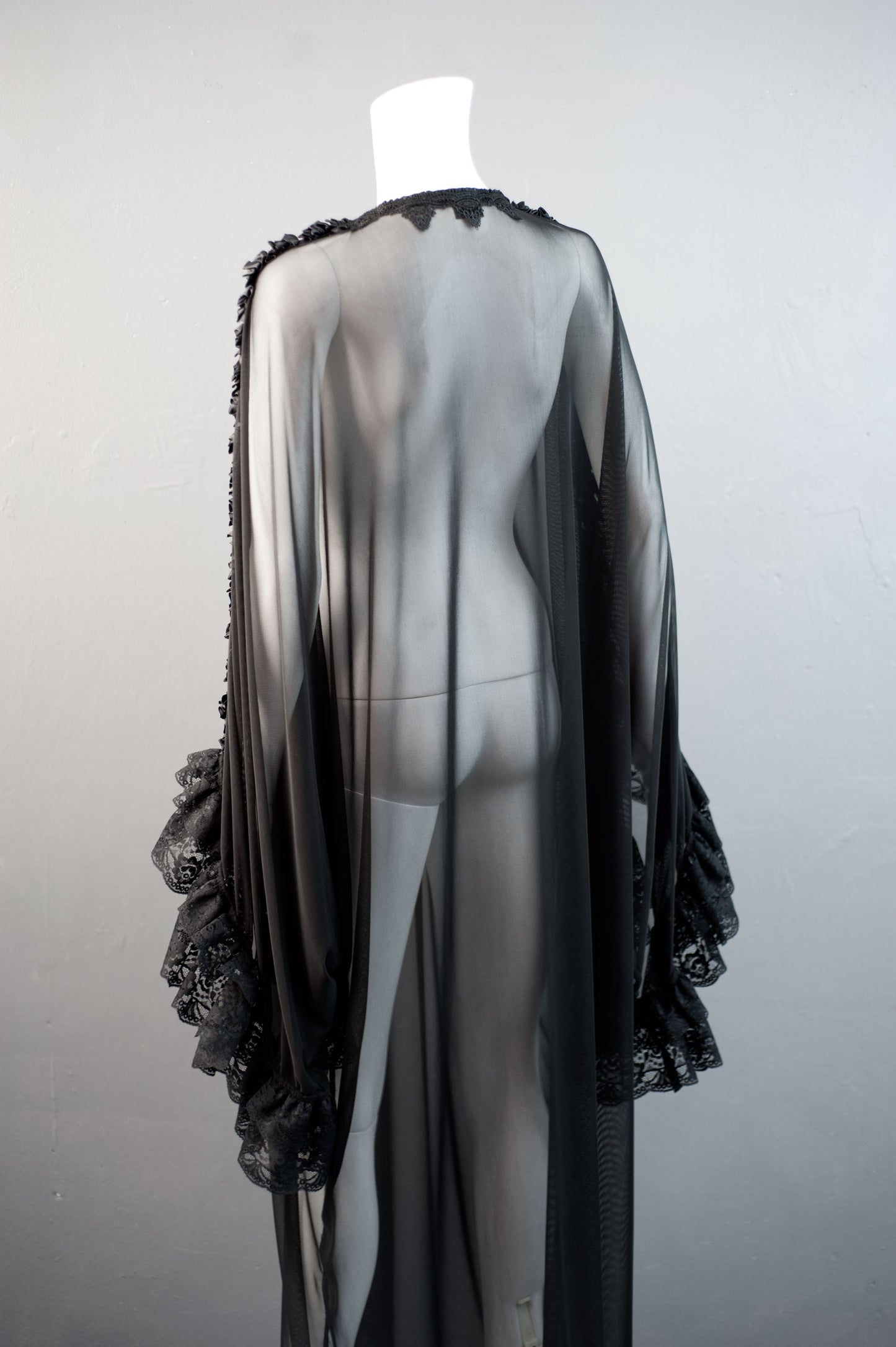 Gothic Mesh Kaftan, Sheer See Through Dress, Vampire Loungewear