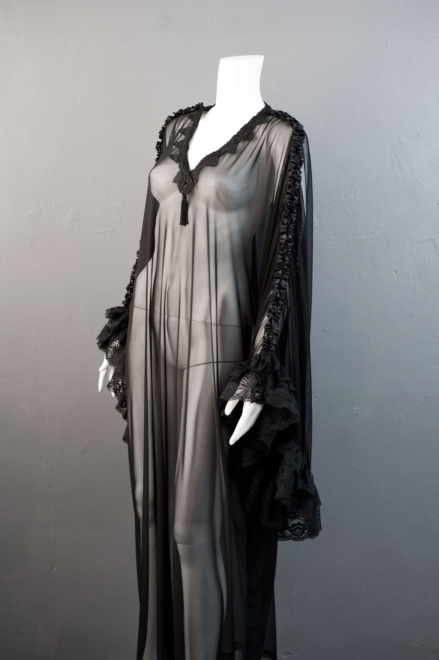 Gothic Mesh Kaftan, Sheer See Through Dress, Vampire Loungewear