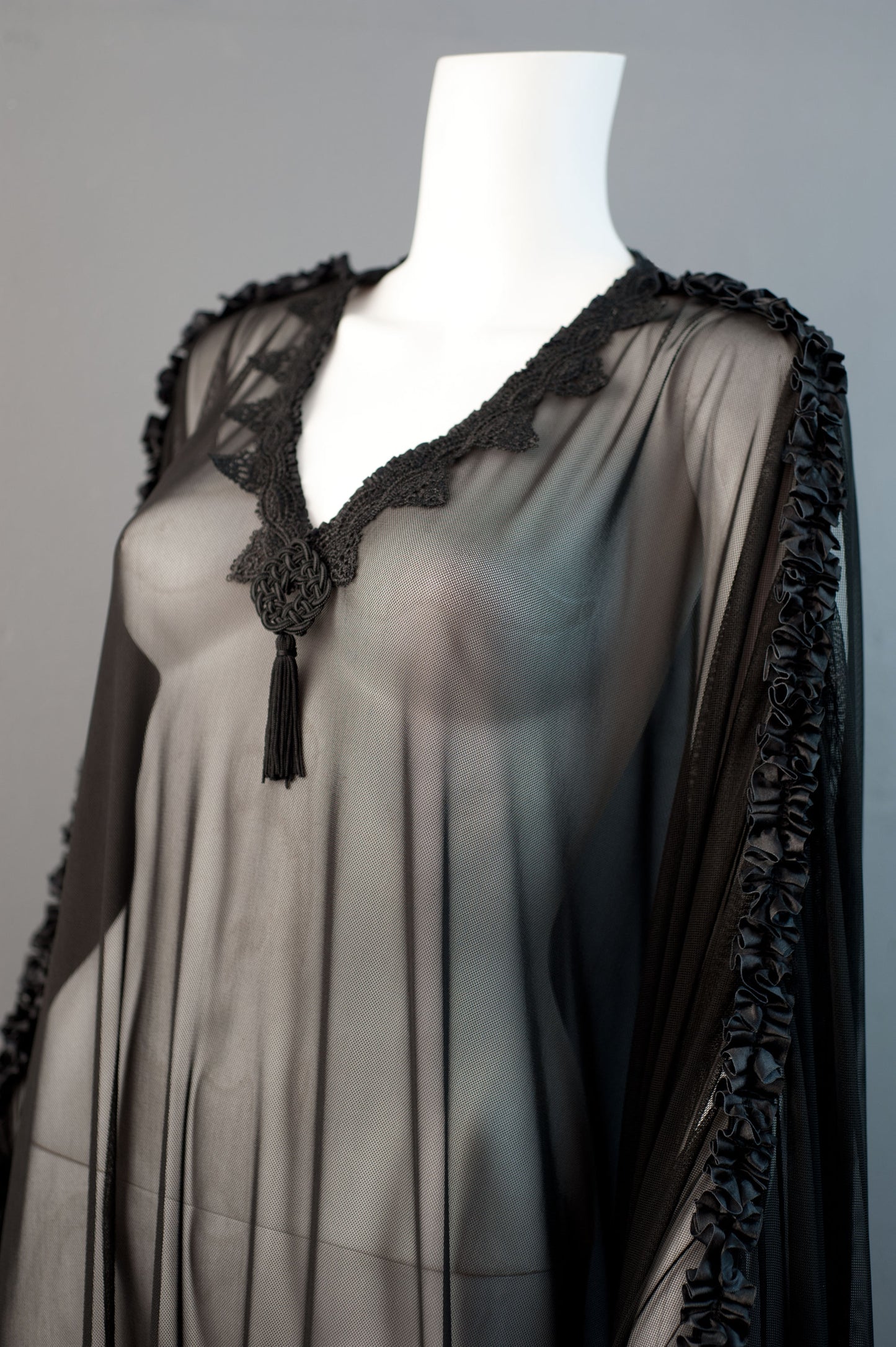 Gothic Mesh Kaftan, Sheer See Through Dress, Vampire Loungewear