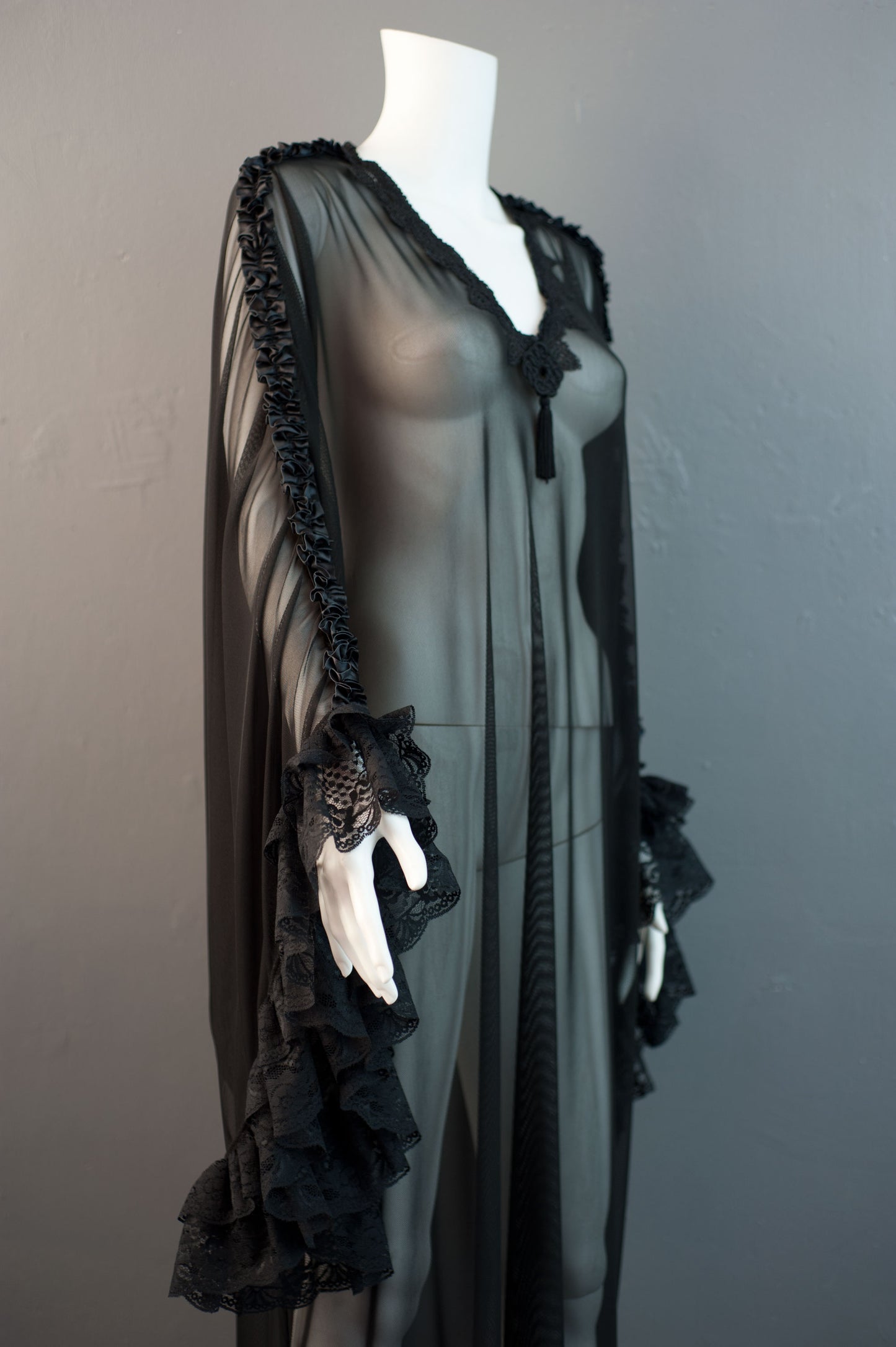 Gothic Mesh Kaftan, Sheer See Through Dress, Vampire Loungewear
