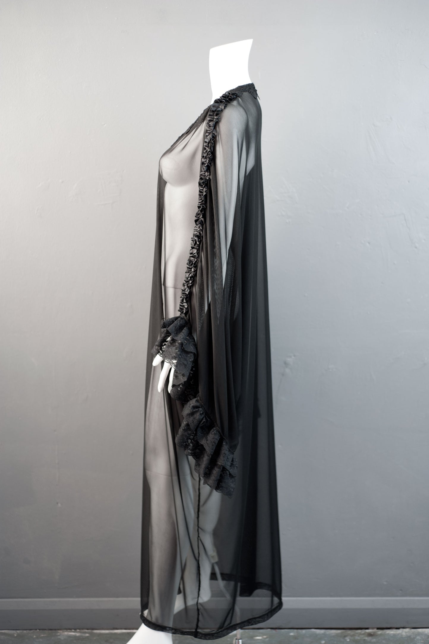 Gothic Mesh Kaftan, Sheer See Through Dress, Vampire Loungewear