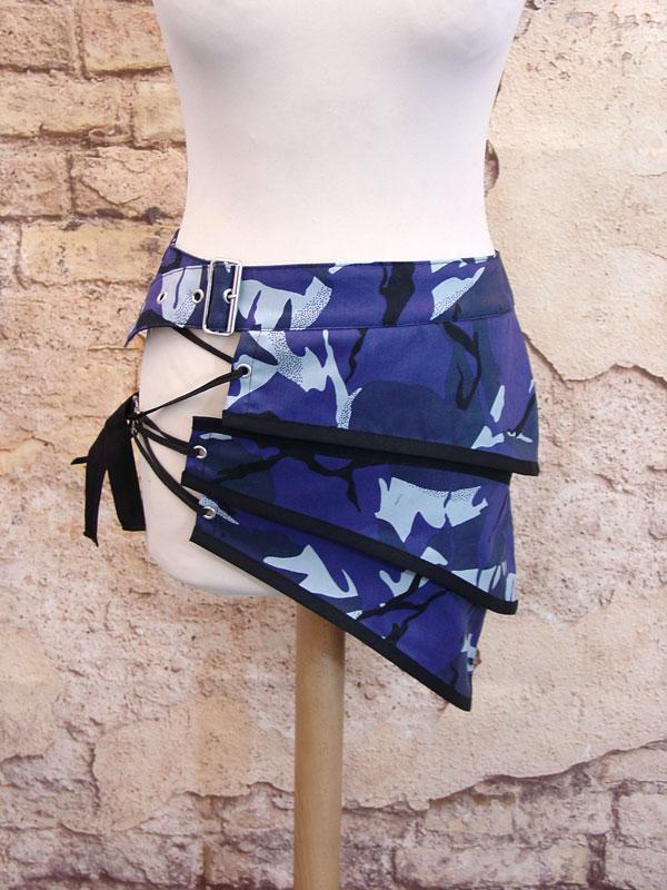 Skirt - Blue Camouflage Apocalypse Mini Skirt Unisex