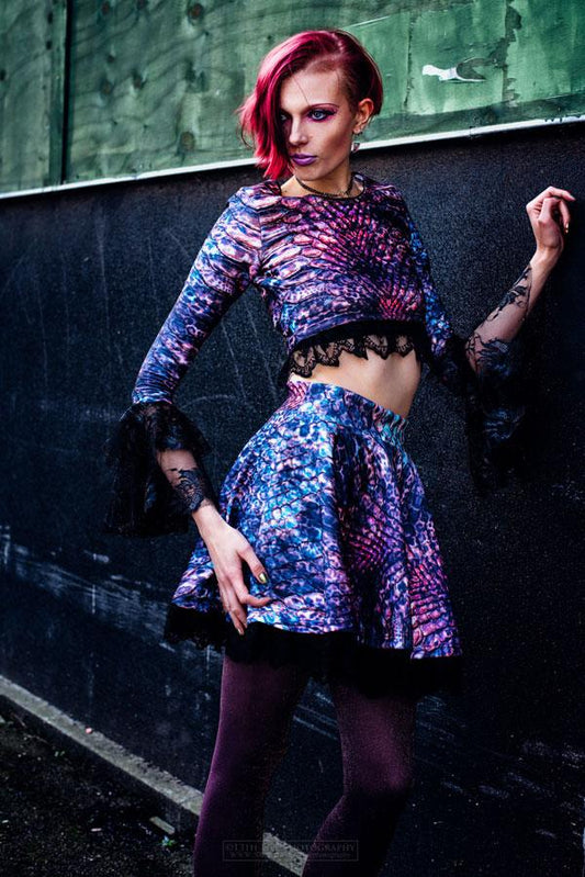 Skirt - Pastel Goth Rainbow Dragon Skater Skirt