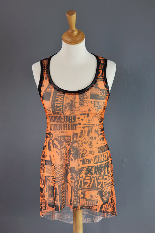 Sheer Orange Mesh Tank Top