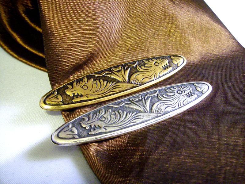 Tie Clip - Mens Tie Accessories; Silver Gothic Dragon Tie Clip Or Brass Steampunk Tie Bar