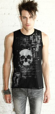 Top - Lip Service Autopsy Mens Black Tank Top Skull Print