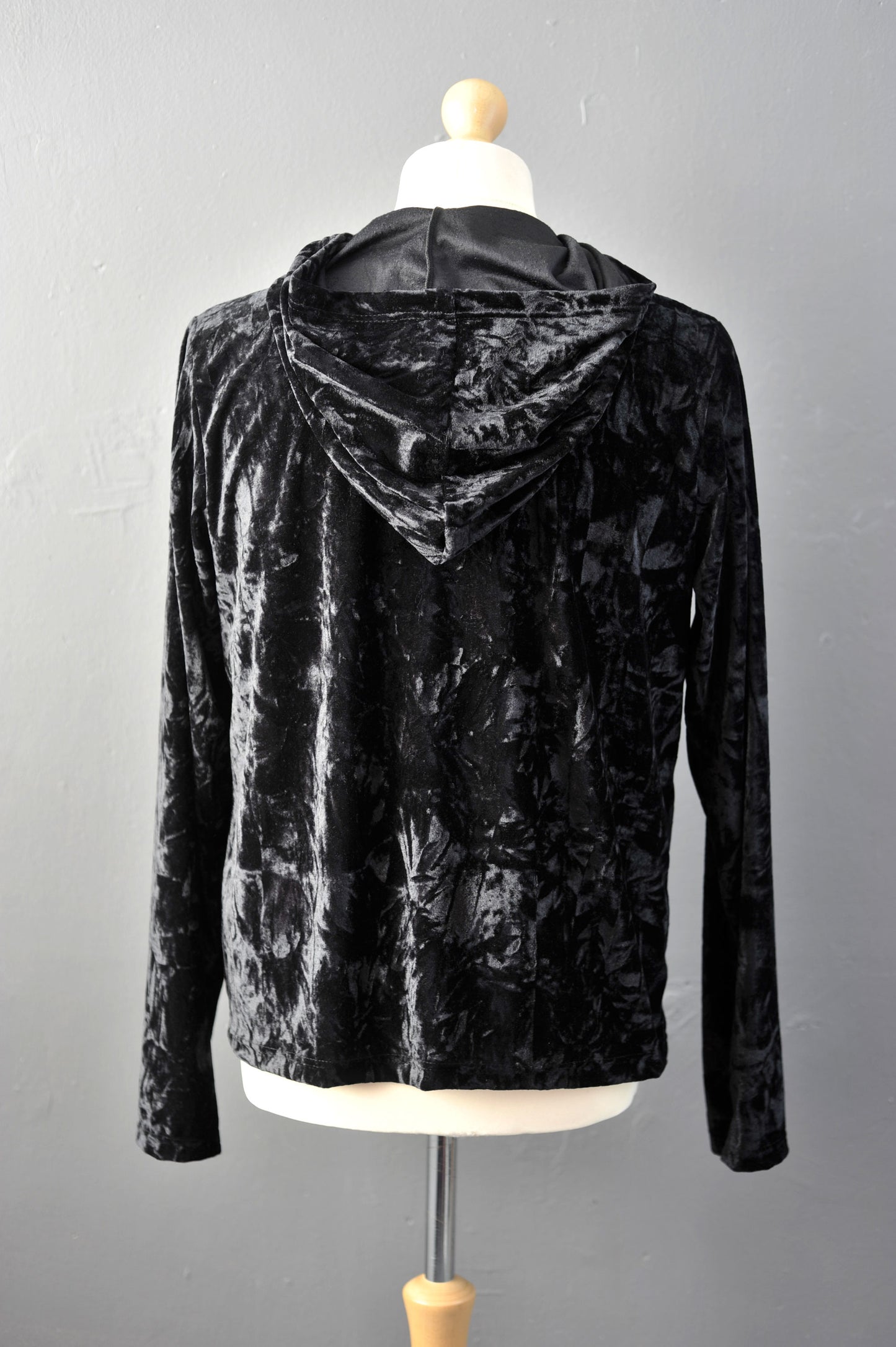 Mens Gothic Black Velvet Hoodie Top