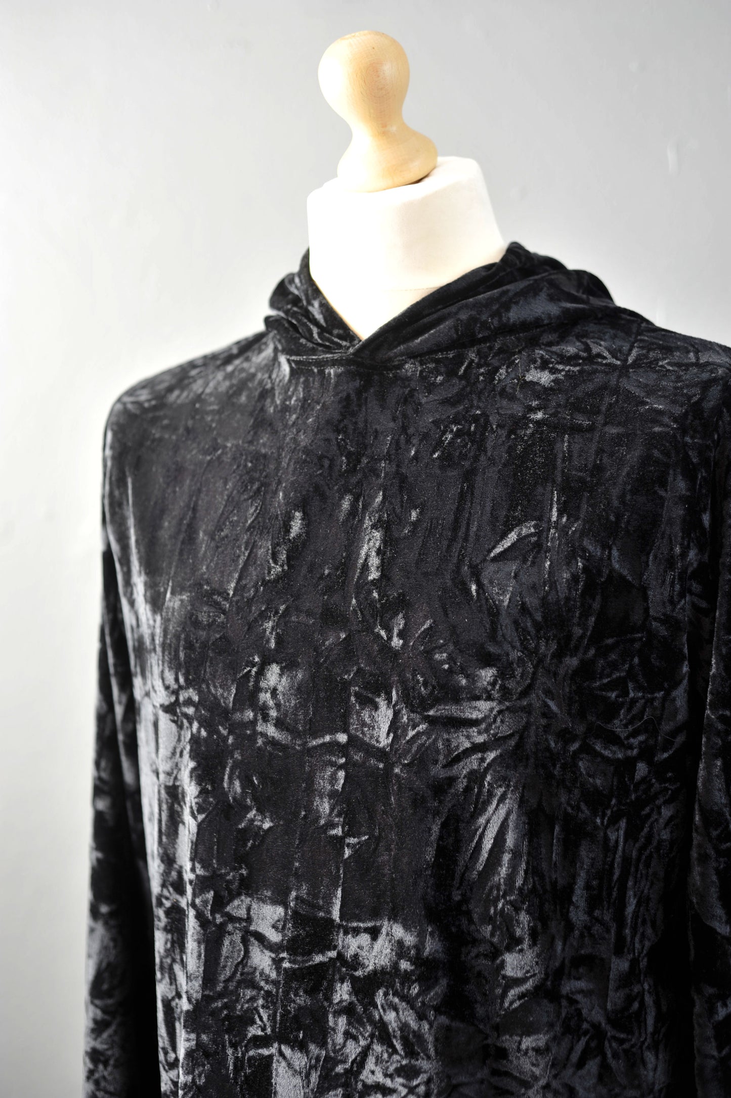 Mens Gothic Black Velvet Hoodie Top