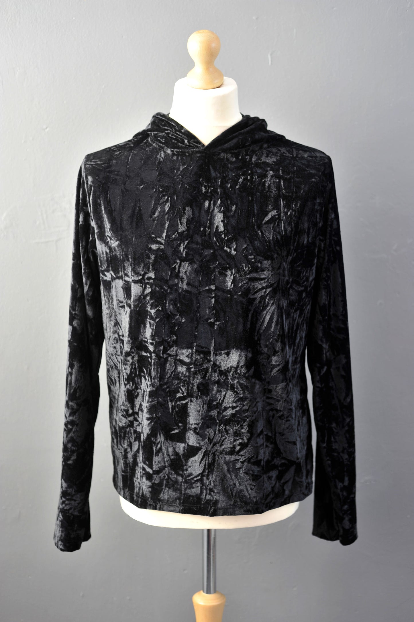 Mens Gothic Black Velvet Hoodie Top