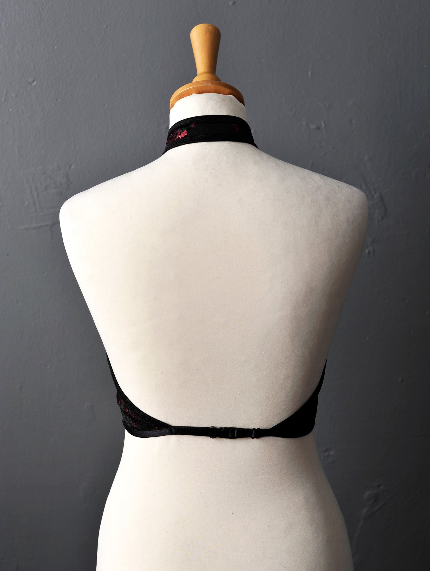 Gothic Satin Lace Halterneck Backless Crop Top