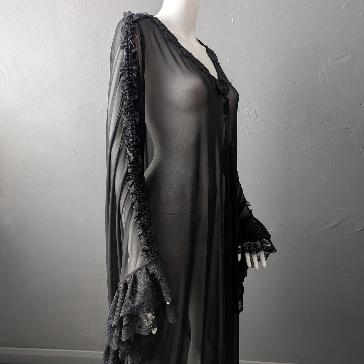 Gothic Mesh Kaftan, Sheer See Through Dress, Vampire Loungewear