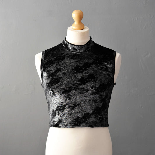 Silver Velvet Cropped Top