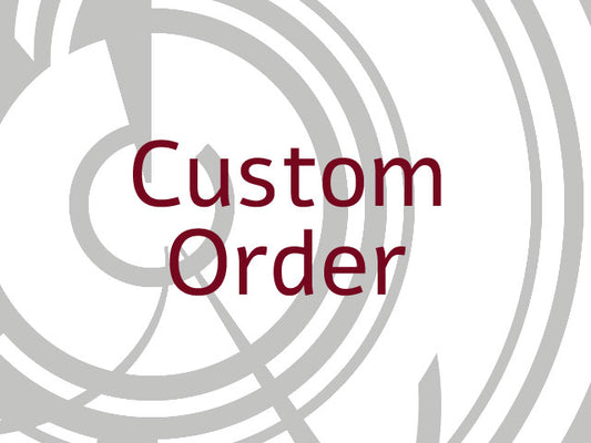 Text 'Custom Order' on a white background with concentric circles.