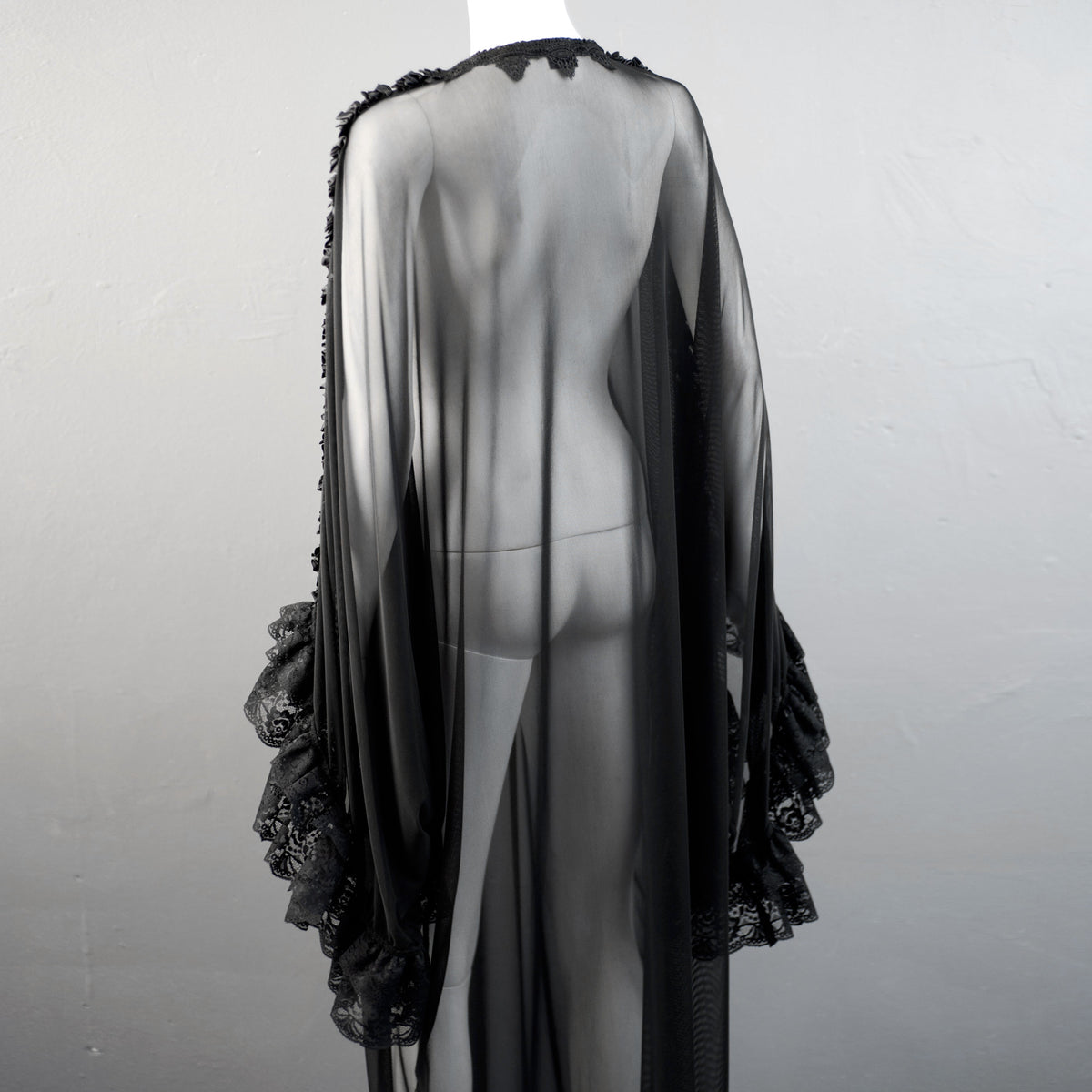 Gothic Mesh Kaftan, Sheer See Through Dress, Vampire Loungewear