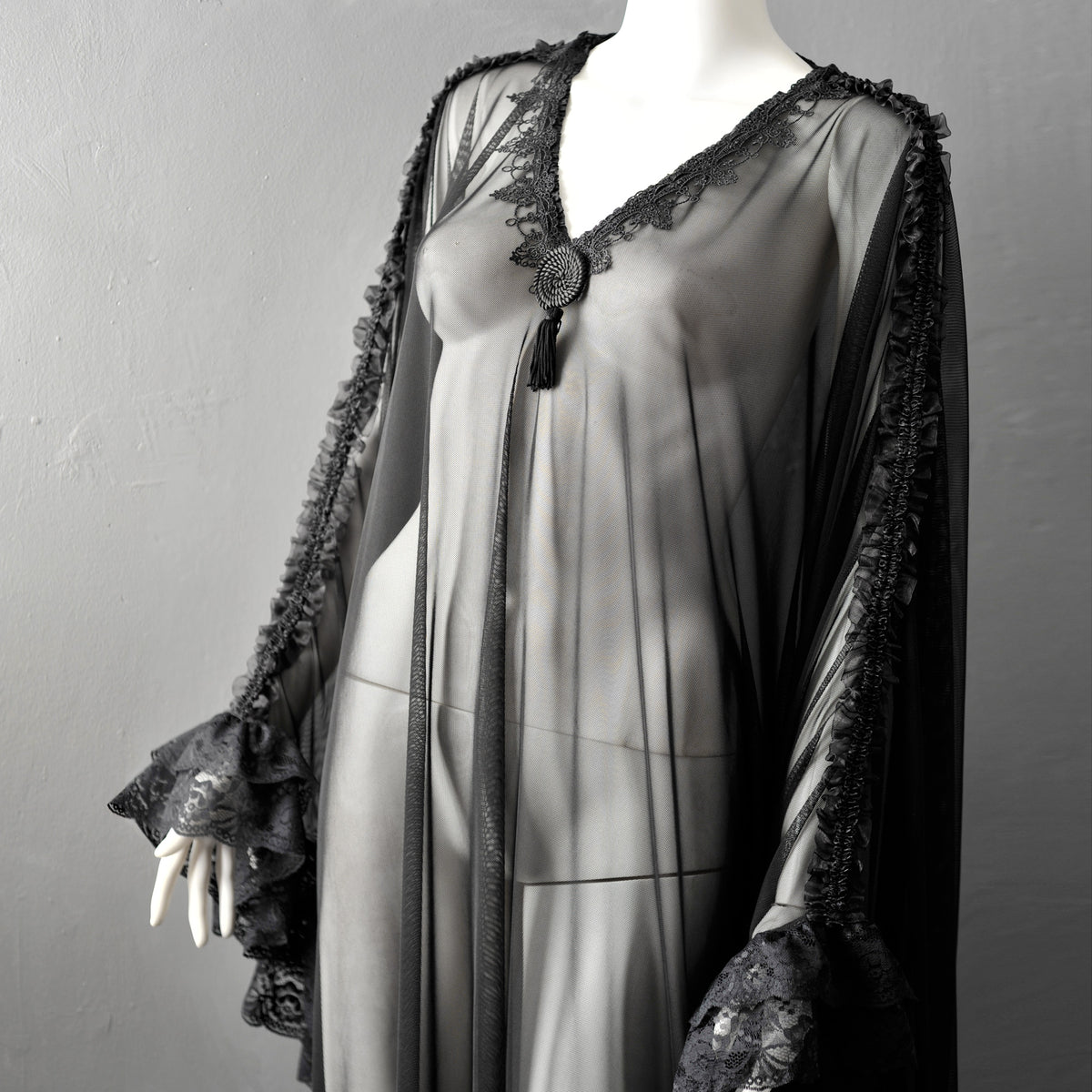 Gothic Mesh Kaftan, Sheer See Through Dress, Vampire Loungewear
