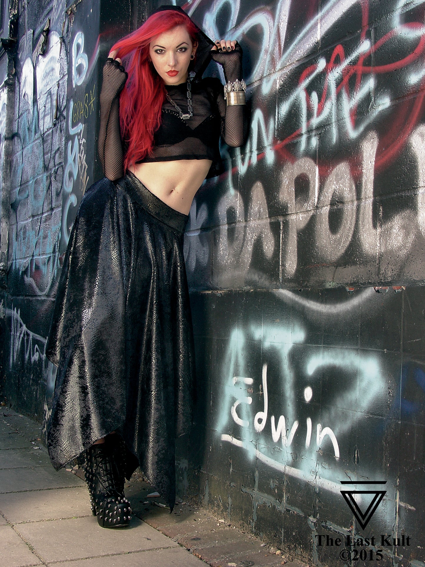 Black Velvet Asymmetric Long Gothic Skirt