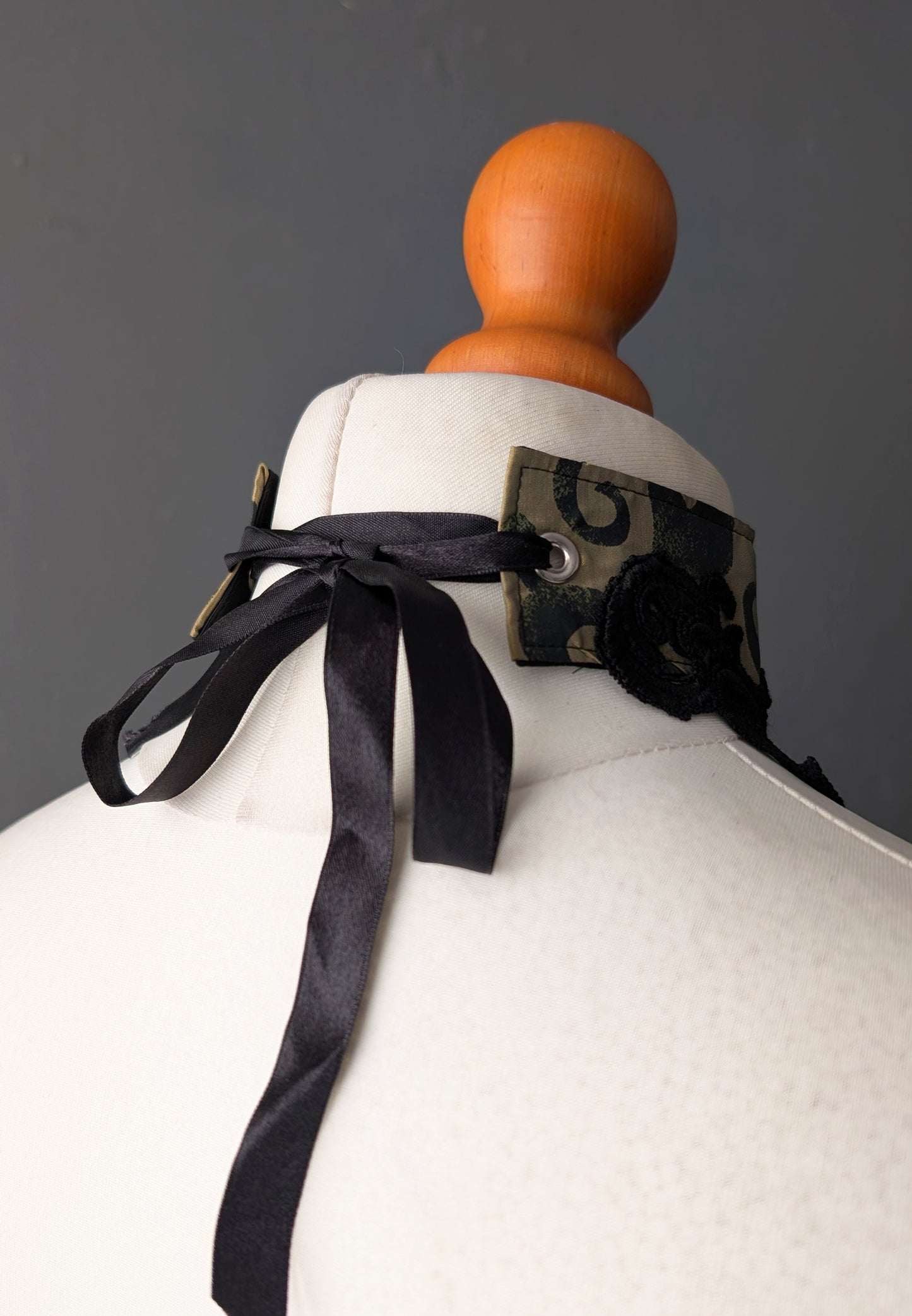 Silk Choker Collar, Gothic Lace Bib Neckpiece