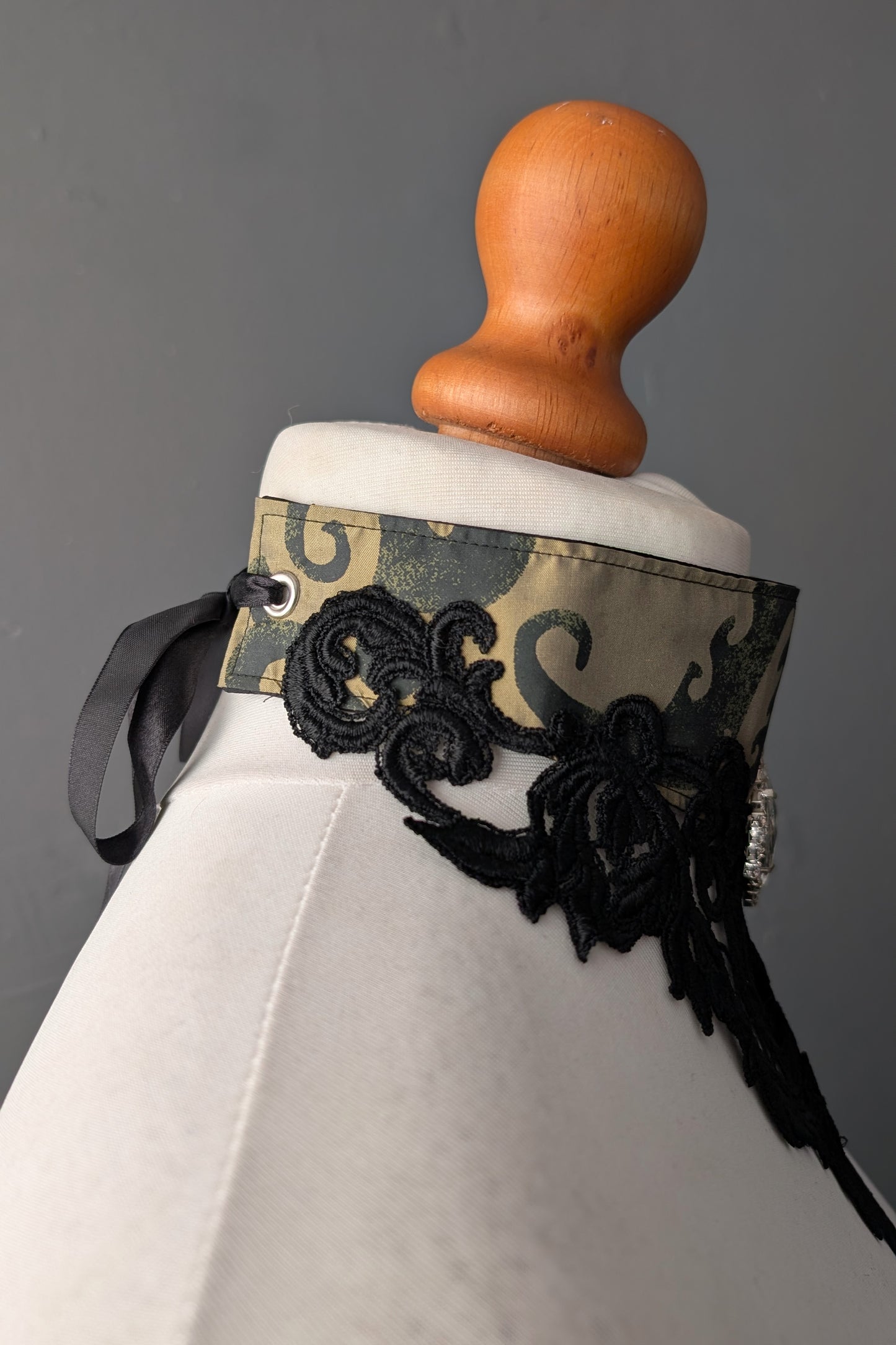 Silk Choker Collar, Gothic Lace Bib Neckpiece