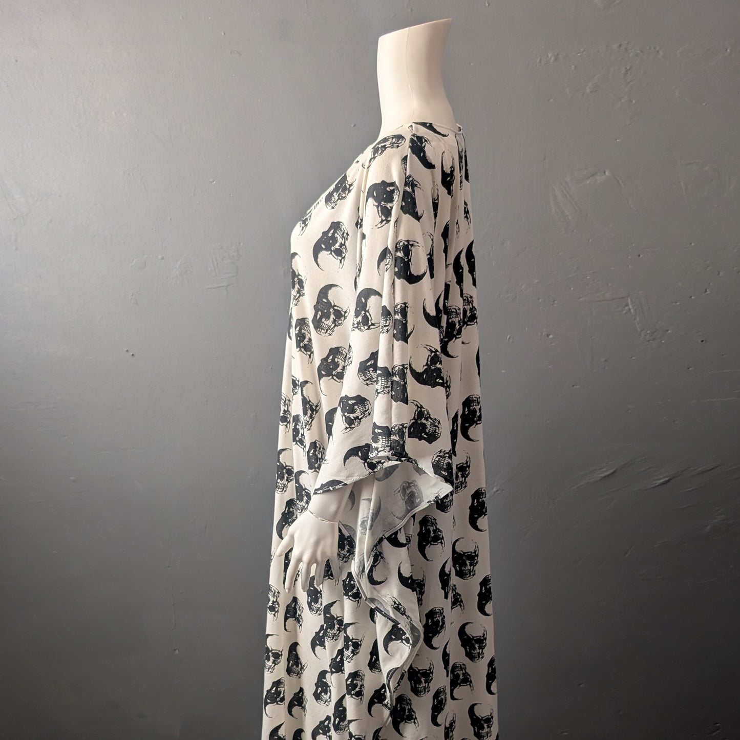 Gothic Kaftan Dress With Skull Print