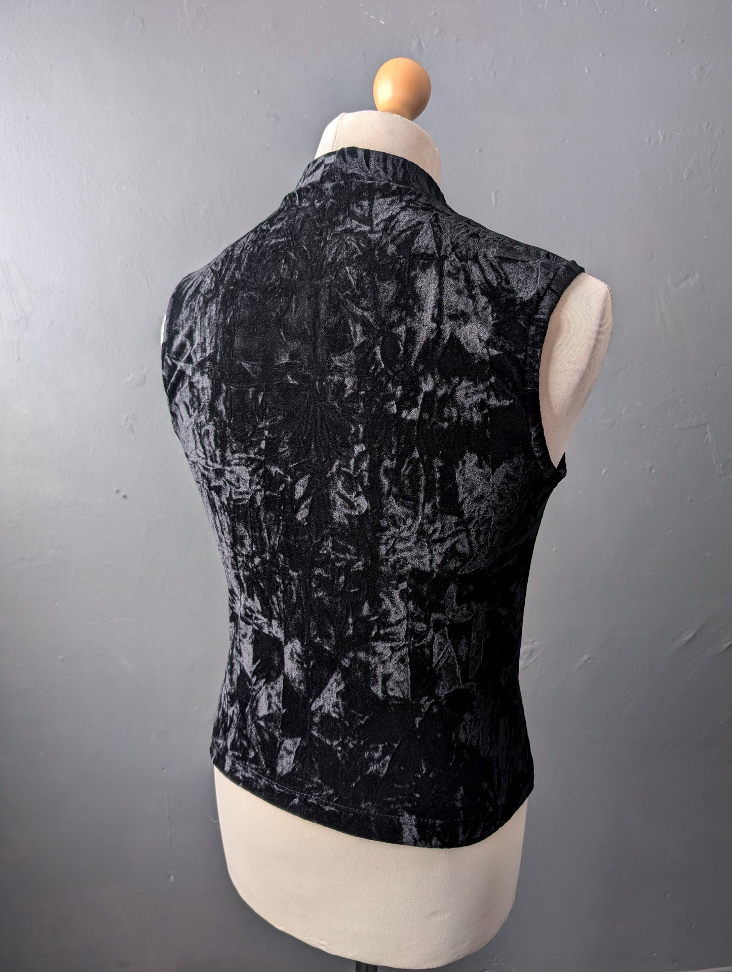 Mens Black Crushed Velvet Tank Top