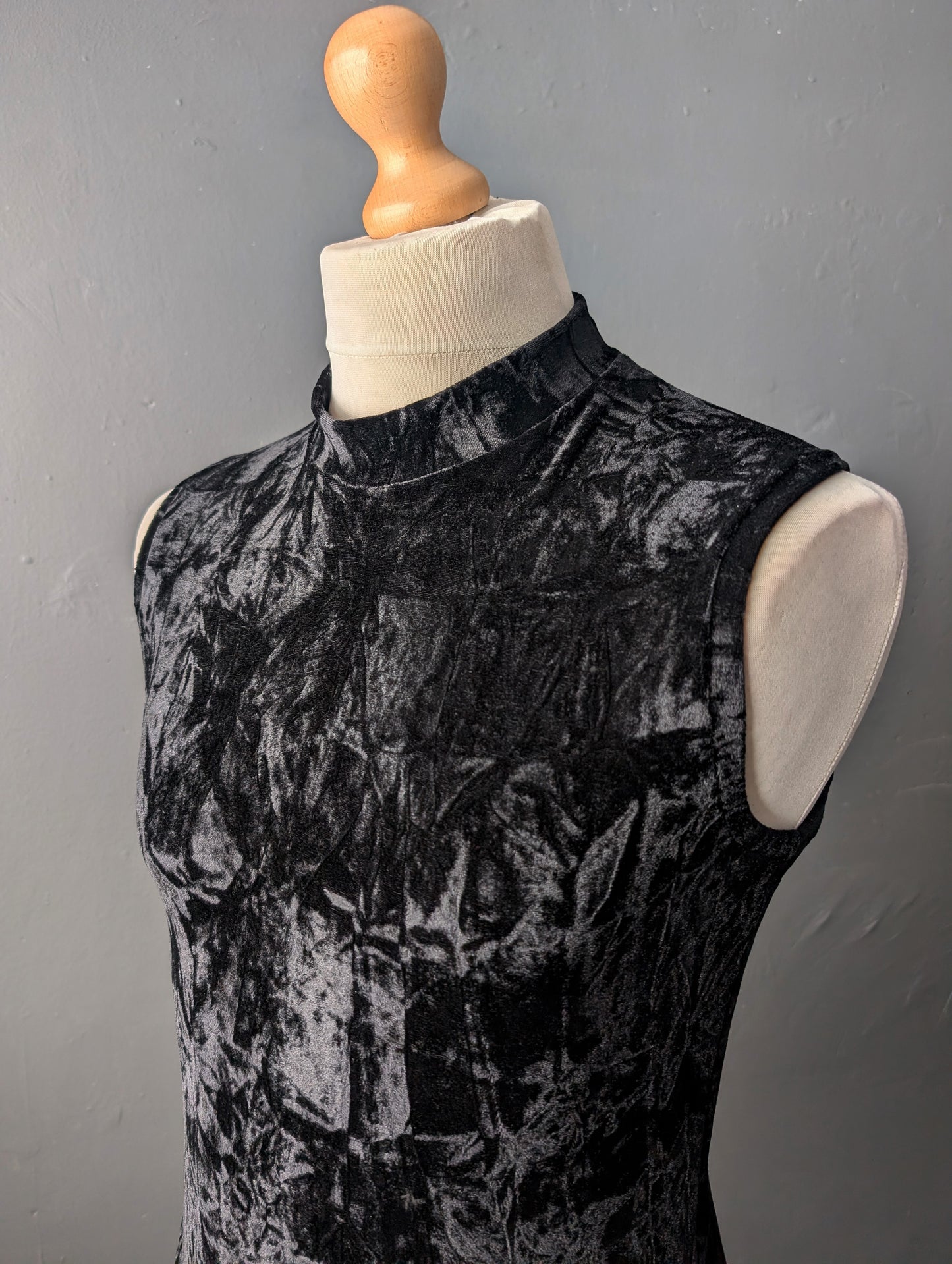 Mens Black Crushed Velvet Tank Top